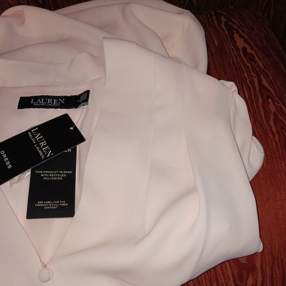 LAUREN RALPH LAUREN Light Pink Short Sleeve Button Up V-Neck Dress CAREER Sz 4 - Picture 5 of 12